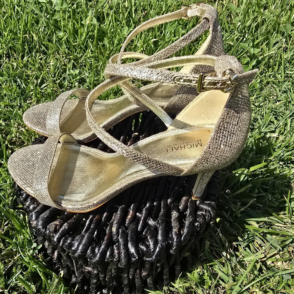 Michael Kors Gold Glitter Heels Sz9